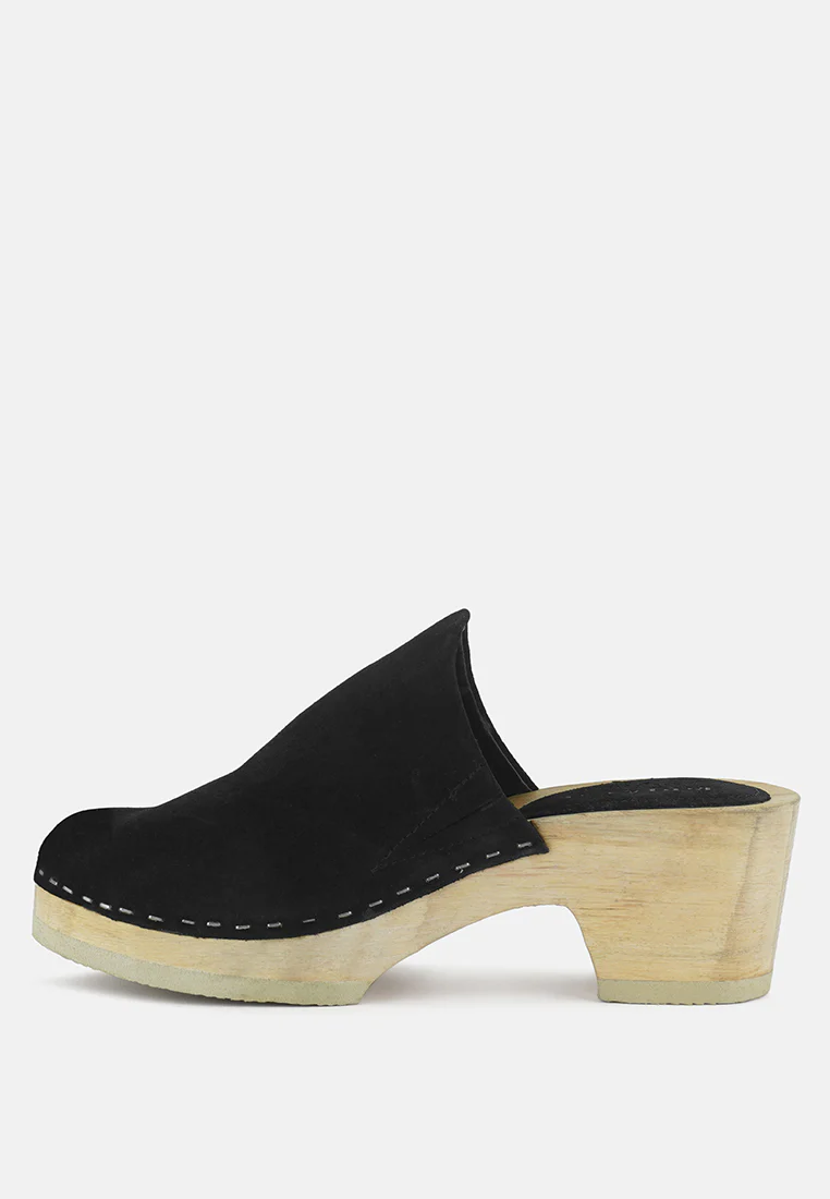 DARCIE Black Suede Clogs - Image 4