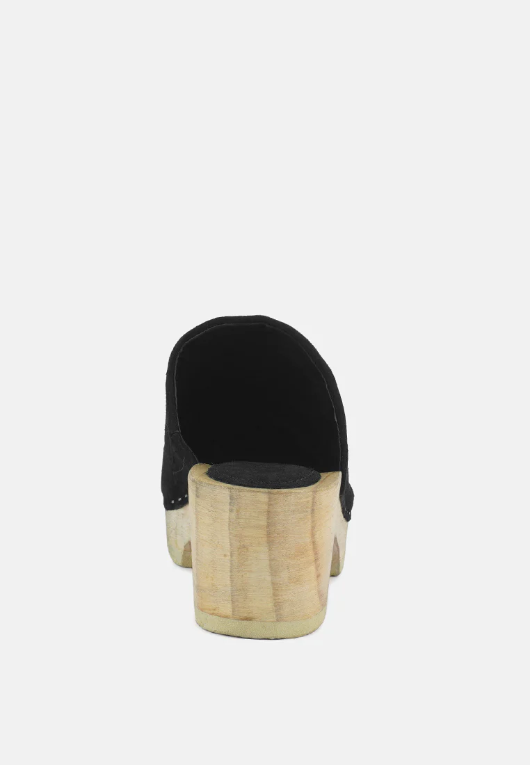DARCIE Black Suede Clogs - Image 5