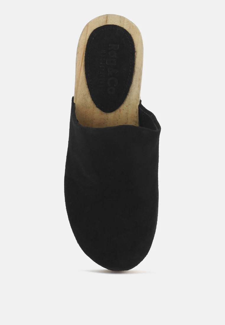 DARCIE Black Suede Clogs - Image 6