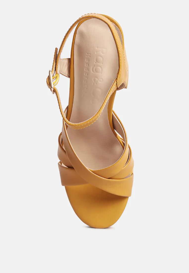 De-Vil Crisscross Straps Block Heel Sandals In Tan - Image 6