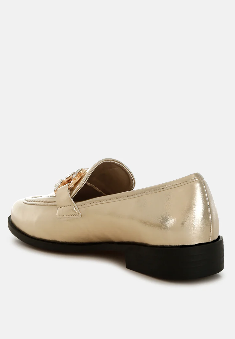 Dendron Diamante Horsebit Metallic Loafers - Image 3