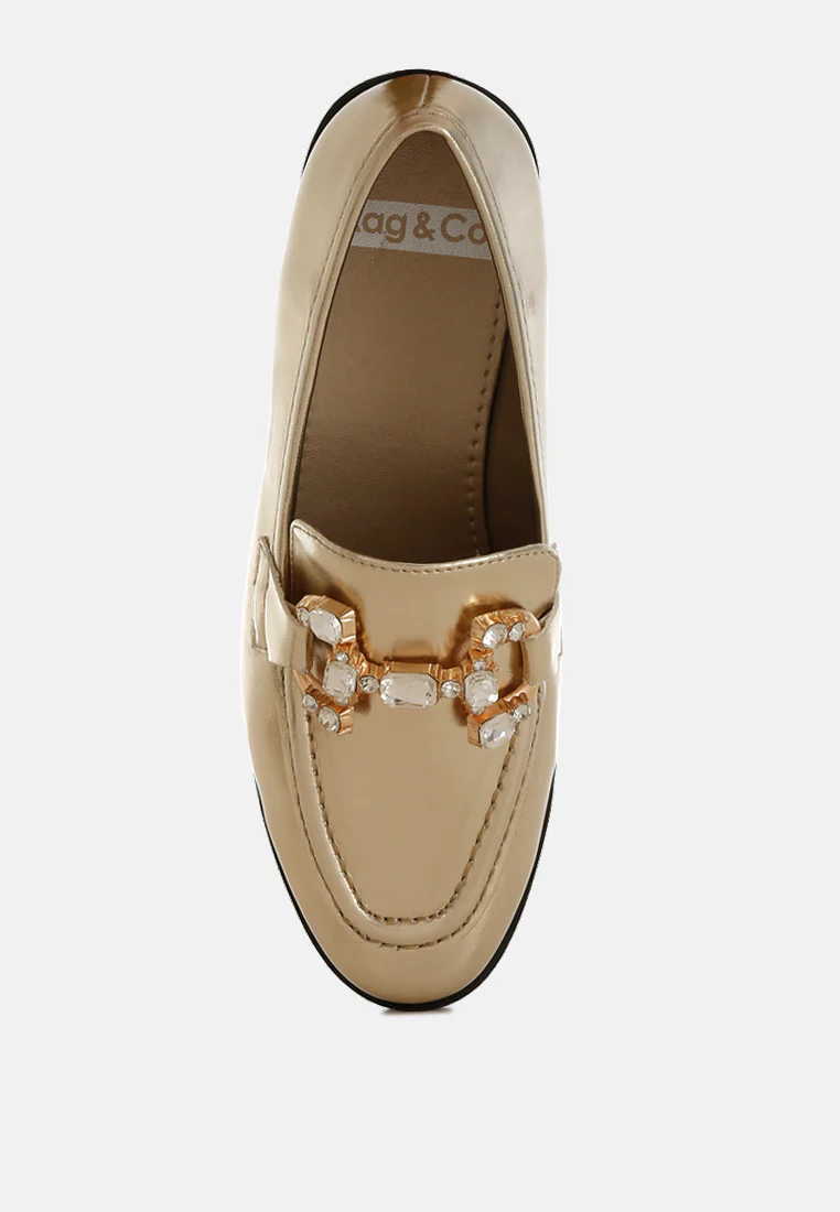 Dendron Diamante Horsebit Metallic Loafers - Image 4
