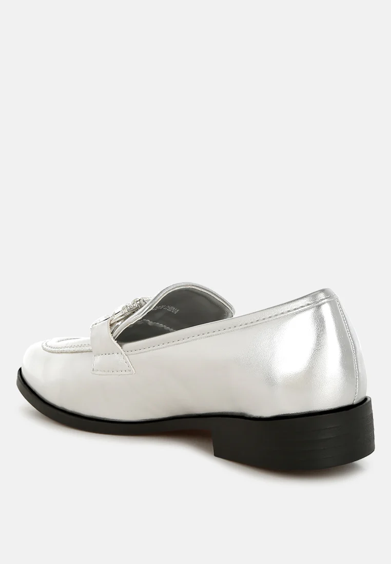 Dendron Diamante Horsebit Metallic Loafers - Image 9