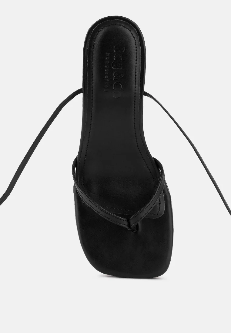 DORITA Black Kitten Heel Lace Up Sandal - Image 6