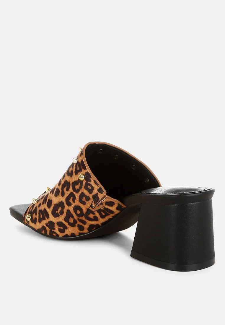 Edama Leopard Print Studded Slip Ons - Image 3