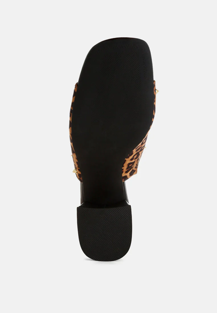 Edama Leopard Print Studded Slip Ons - Image 5