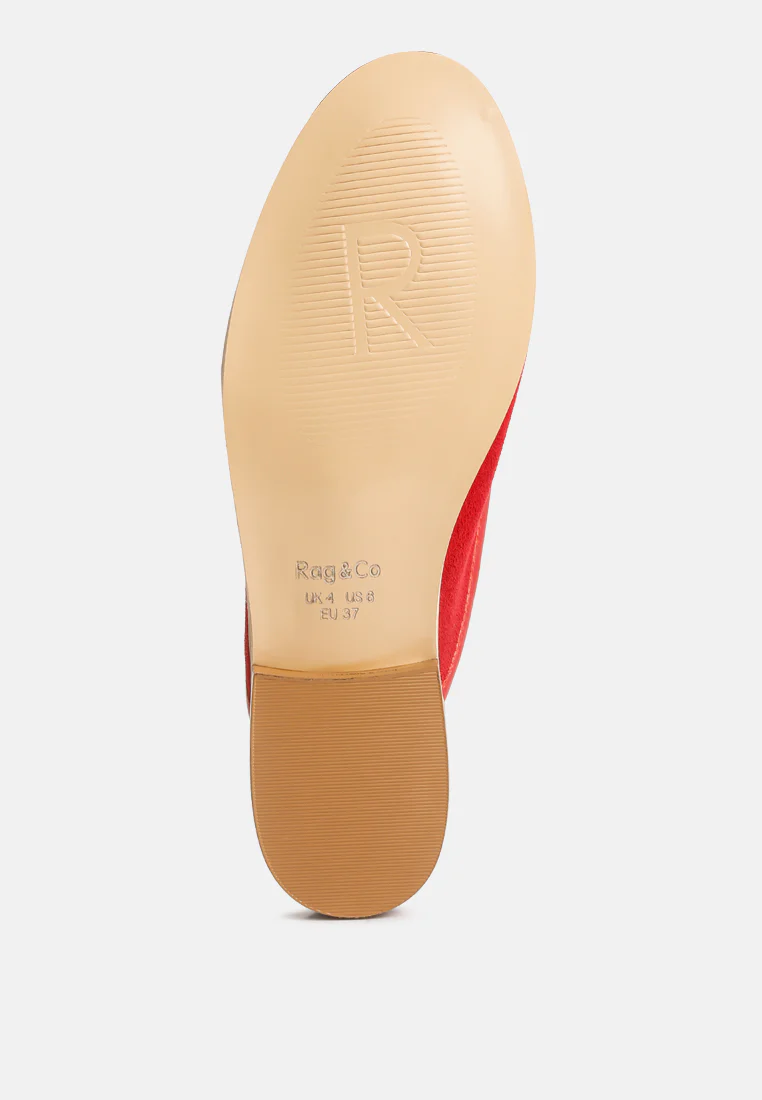 EDMANDA Tassle Detail Leather Mules in Red - Image 7