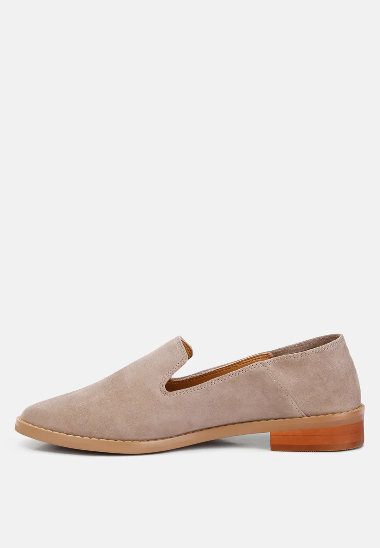 OLIWIA Taupe Classic Suede Loafers - Image 3