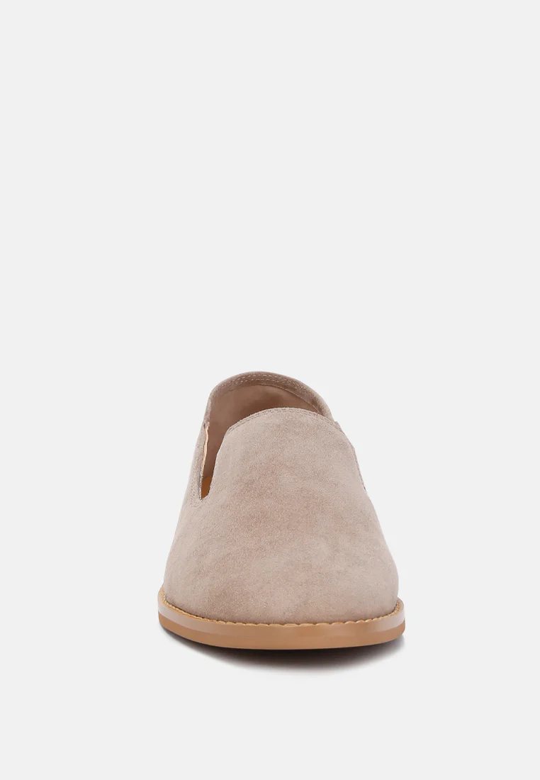 OLIWIA Taupe Classic Suede Loafers - Image 4