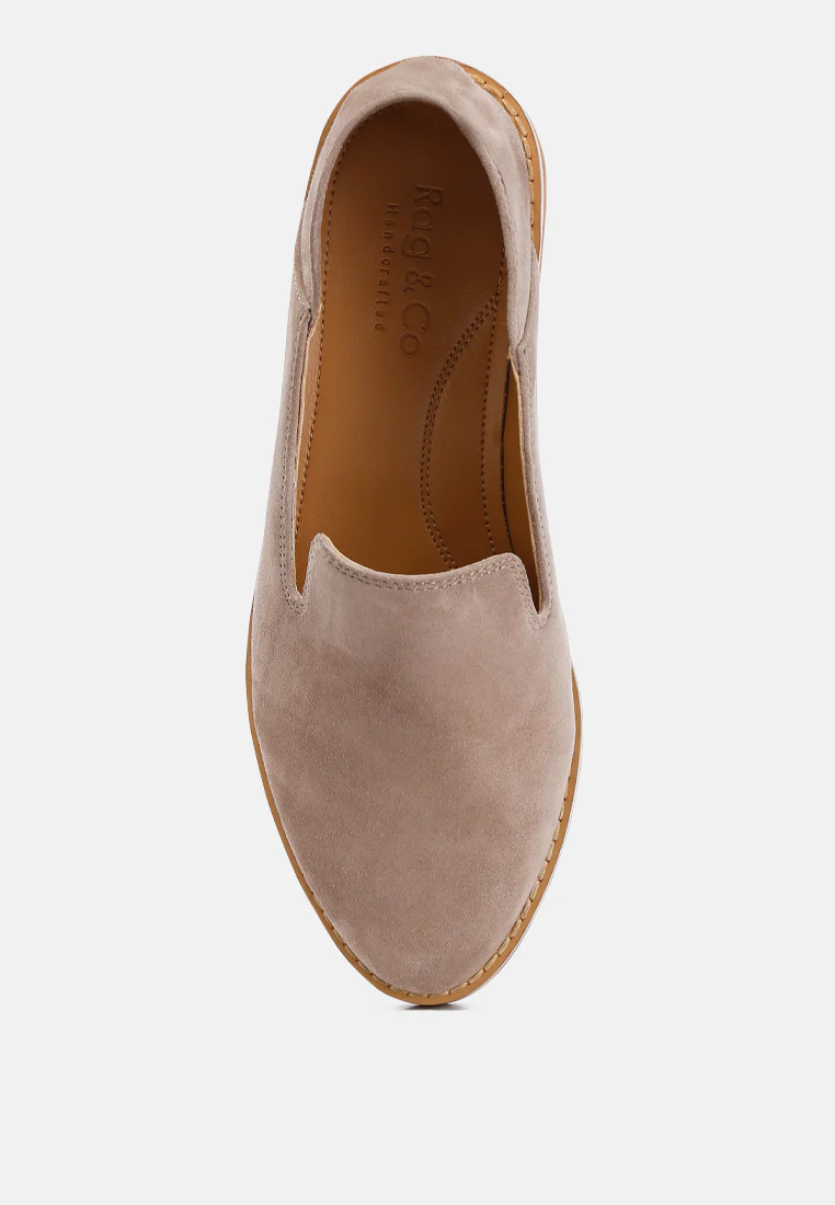 OLIWIA Taupe Classic Suede Loafers - Image 6
