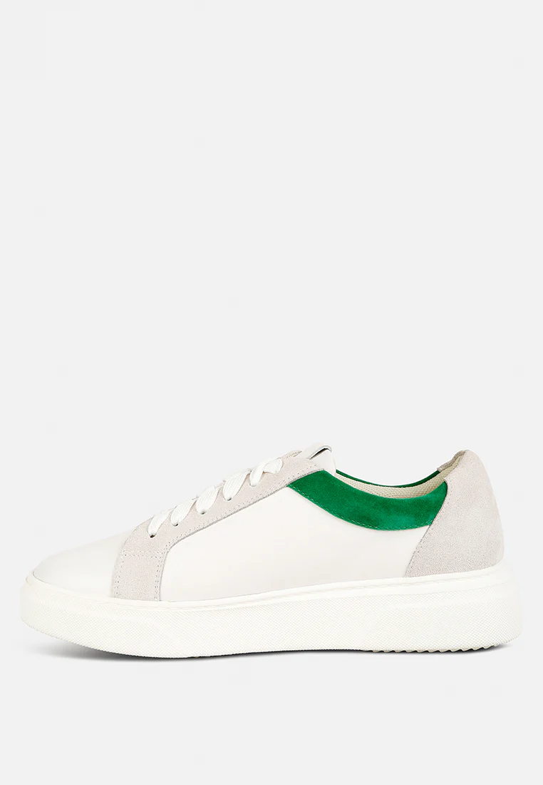 ENDLER Color Block Leather Sneakers in Green - Image 4