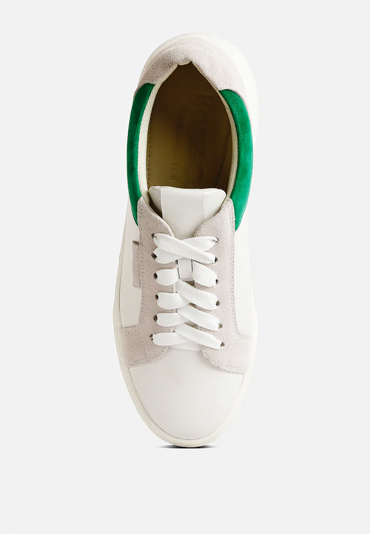 ENDLER Color Block Leather Sneakers in Green - Image 6