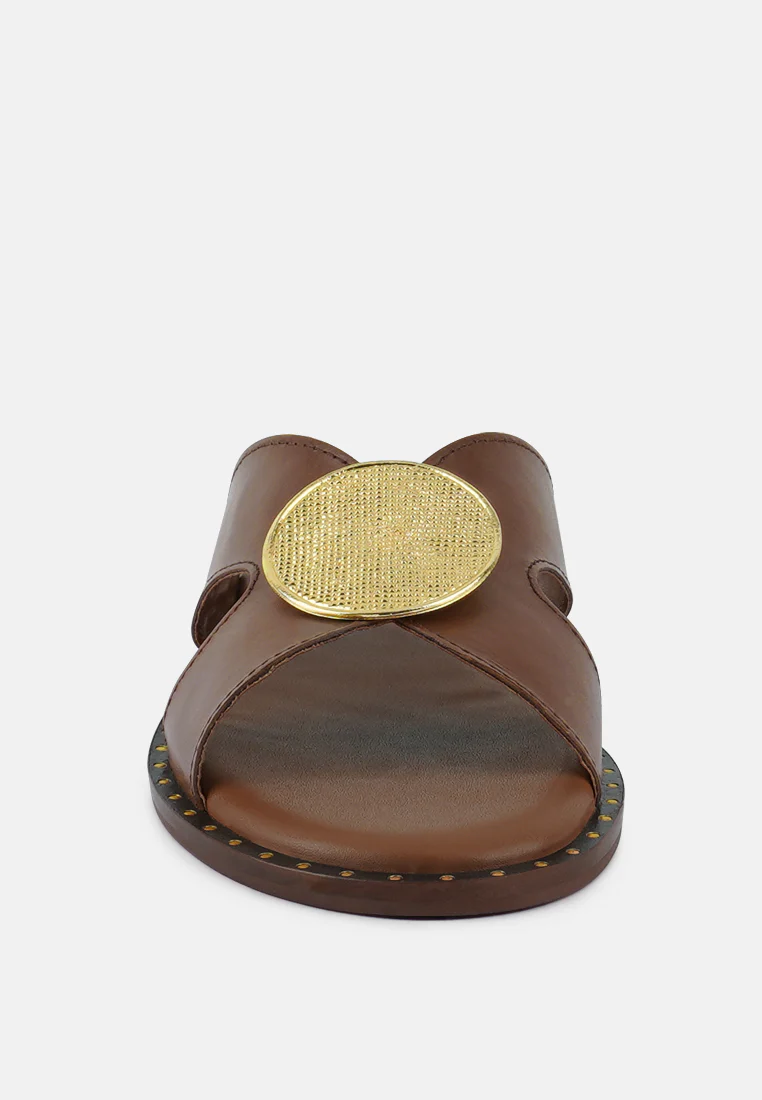 EUDORA Embellished Tan Slip-ons - Image 3