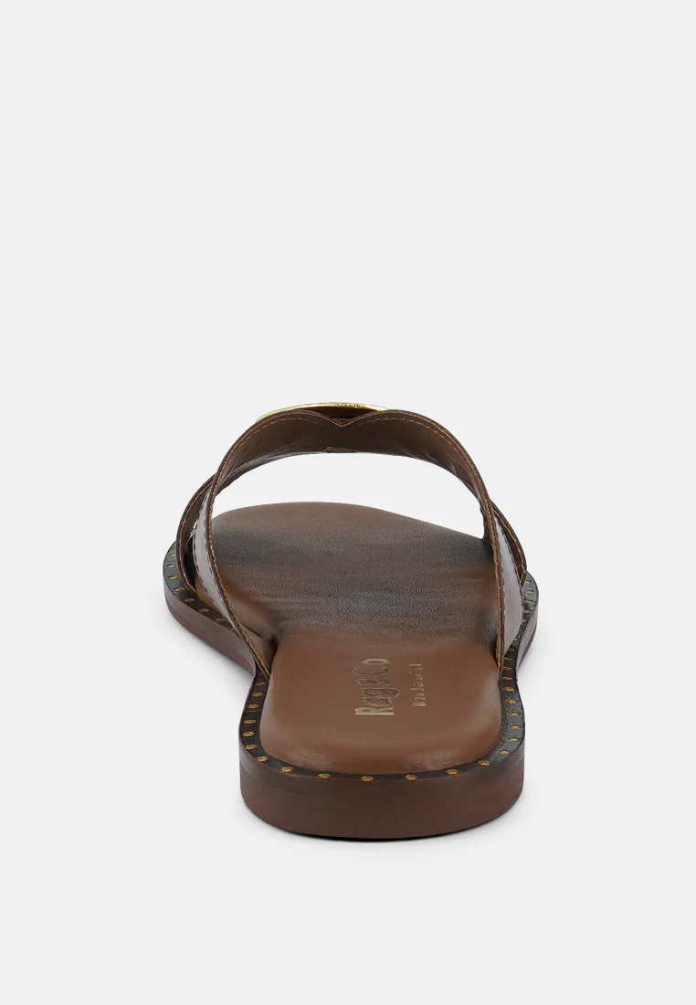 EUDORA Embellished Tan Slip-ons - Image 5