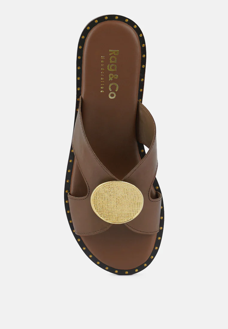 EUDORA Embellished Tan Slip-ons - Image 6