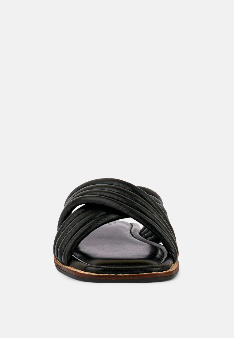EURA Black Quilted Leather Flats - Image 3
