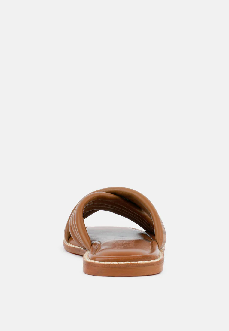 EURA Tan Quilted Leather Flats - Image 5