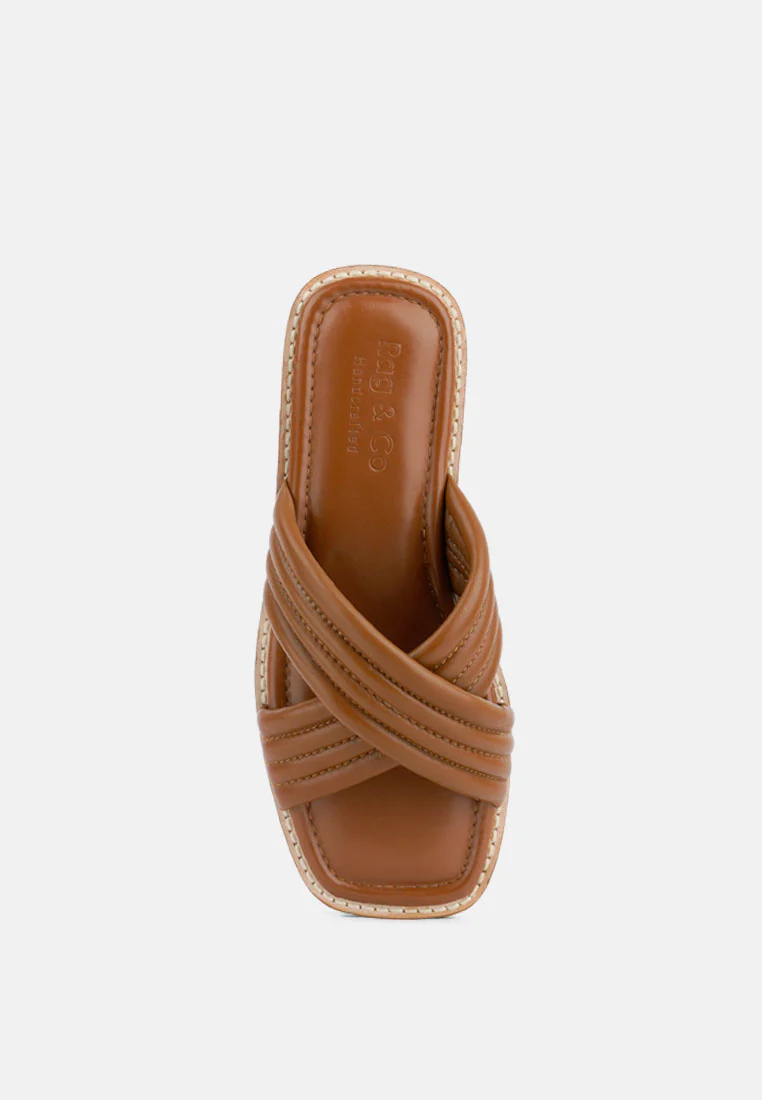 EURA Tan Quilted Leather Flats - Image 6