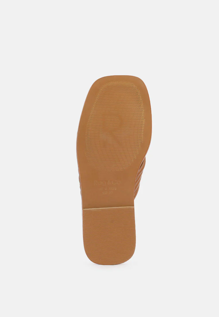 EURA Tan Quilted Leather Flats - Image 7