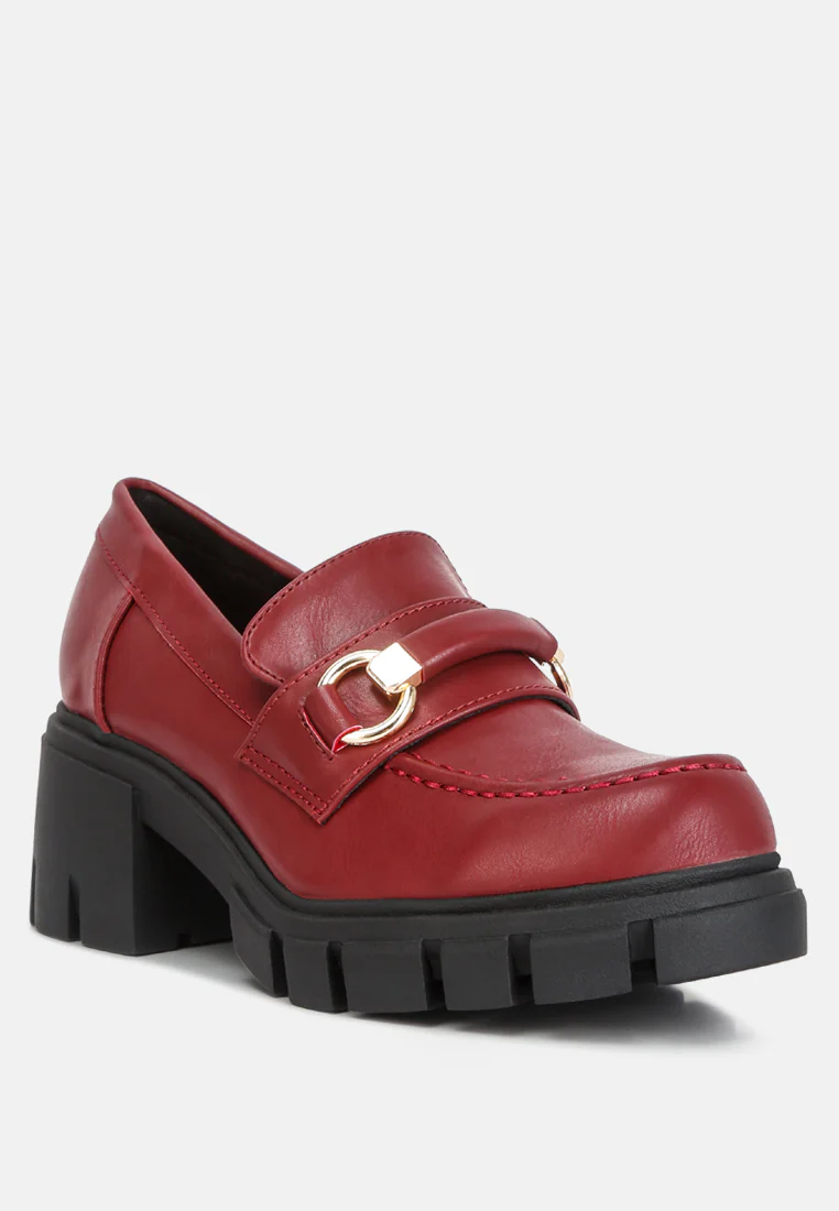 Evangeline chunky platform loafers in Burgundy - Image 2
