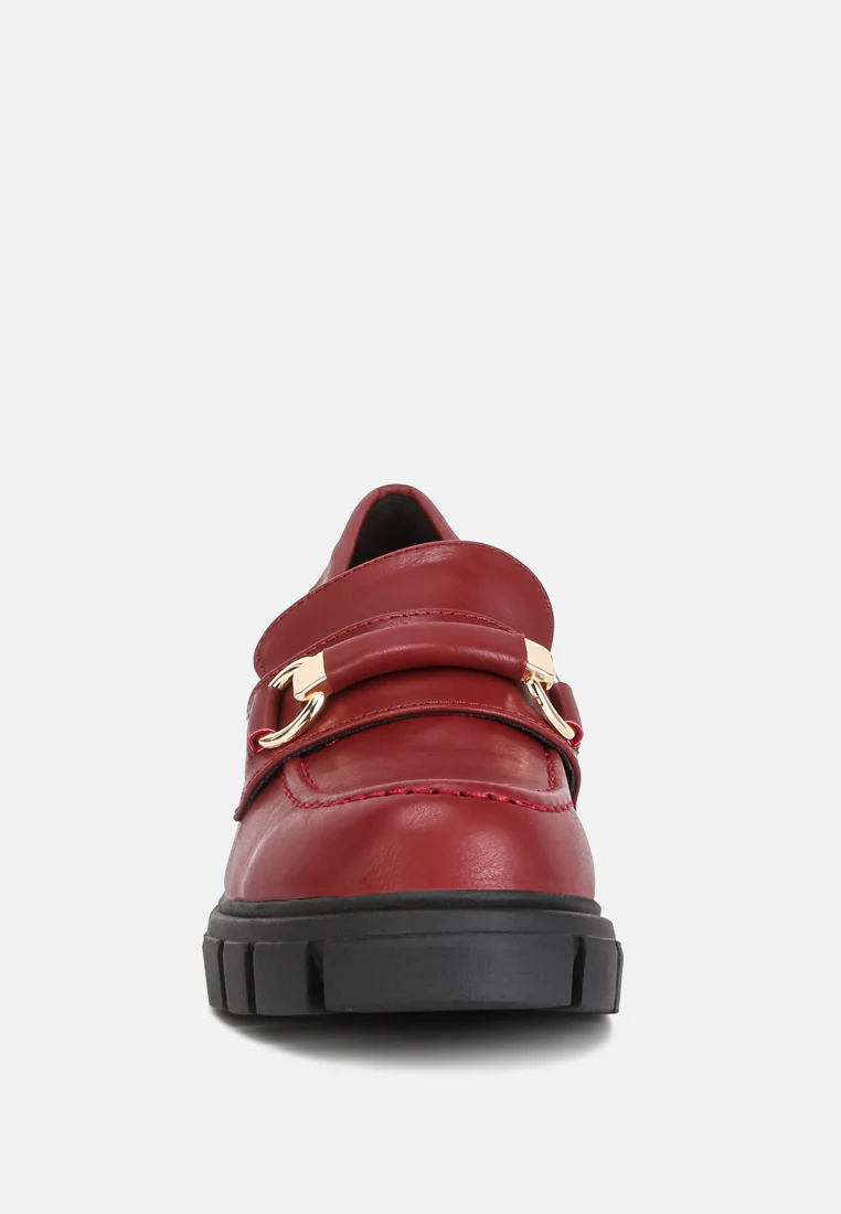 Evangeline chunky platform loafers in Burgundy - Image 3