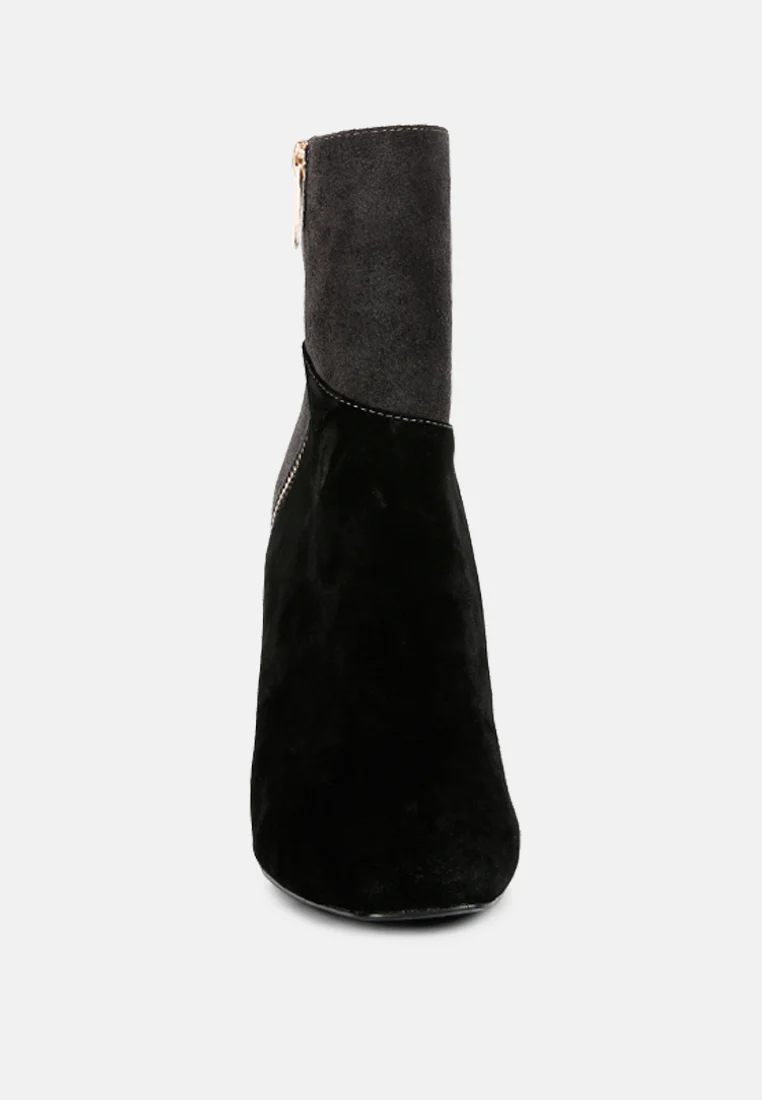 EZRA Black Patchwork Suede Ankle Boots - Image 3