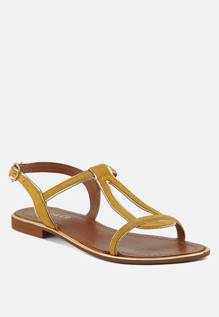 FEODORA Yellow Flat Slip-on Sandals