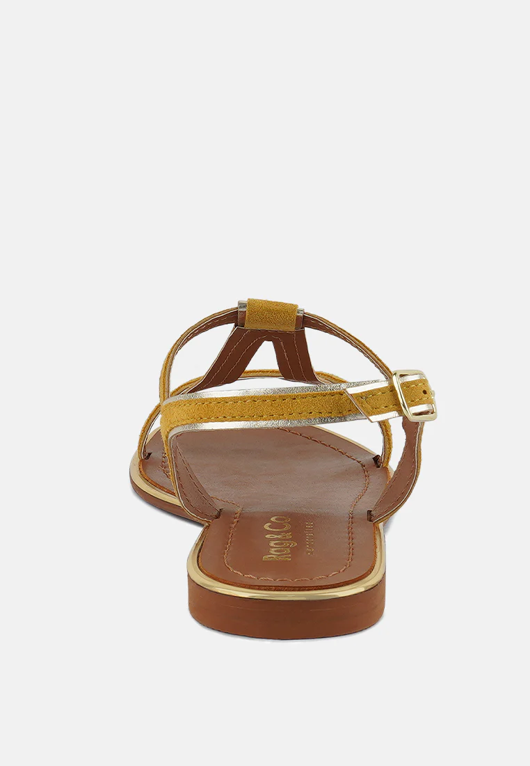 FEODORA Yellow Flat Slip-on Sandals - Image 5