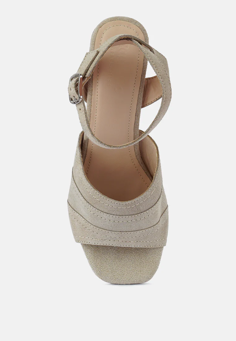 SIGRID Fine Suede Block Heeled Sandal in Nude - Image 6