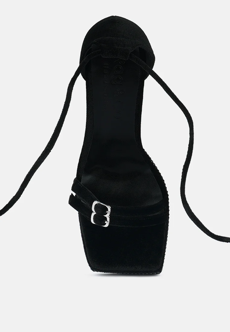 FIRECROWN Black Rhinestone Platform High Block Sandals - Image 6