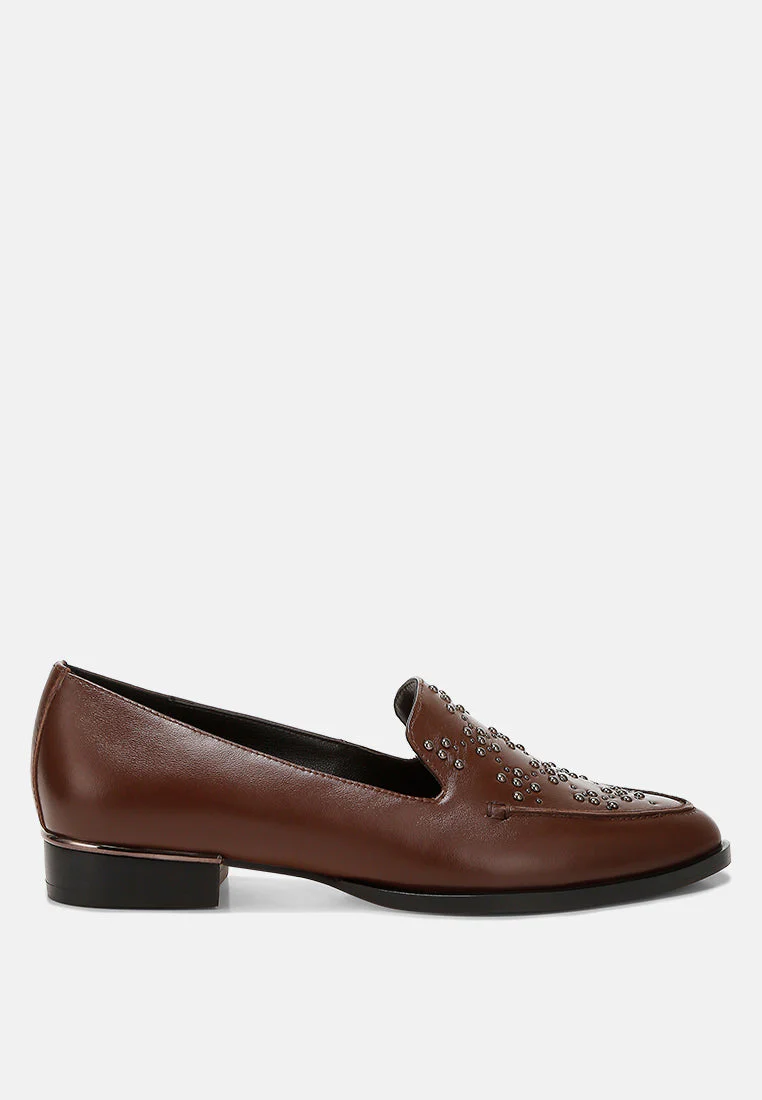 Gabassi Studded Genuine Leather Loafers - Image 10