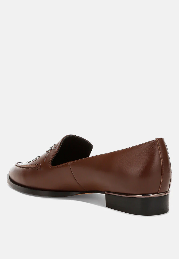 Gabassi Studded Genuine Leather Loafers - Image 11