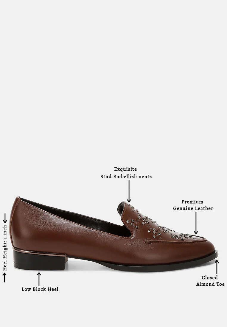 Gabassi Studded Genuine Leather Loafers - Image 14