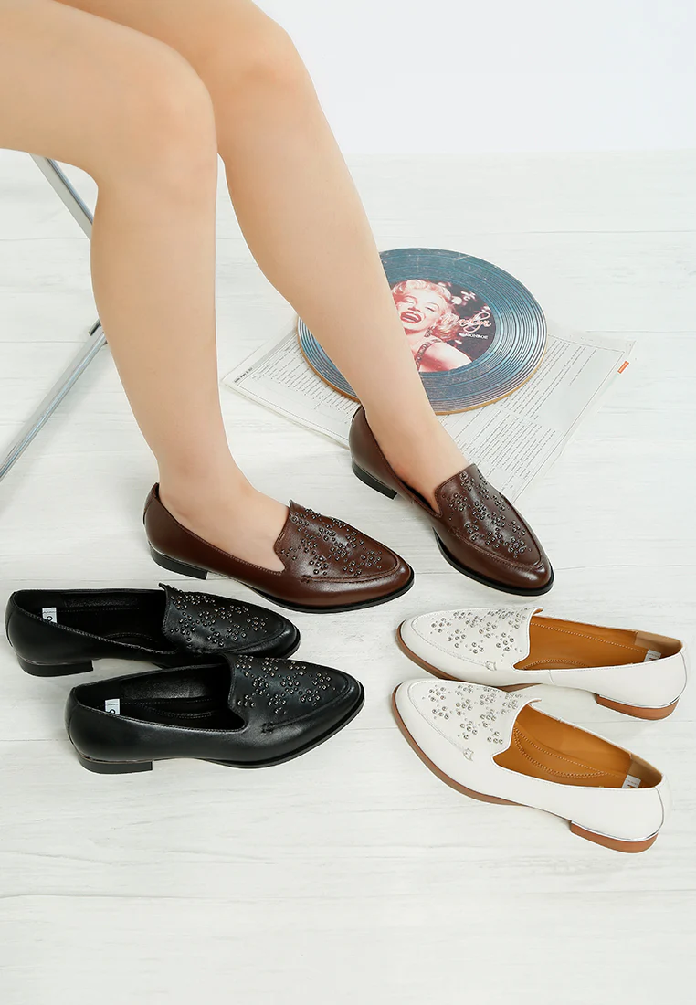 Gabassi Studded Genuine Leather Loafers - Image 16