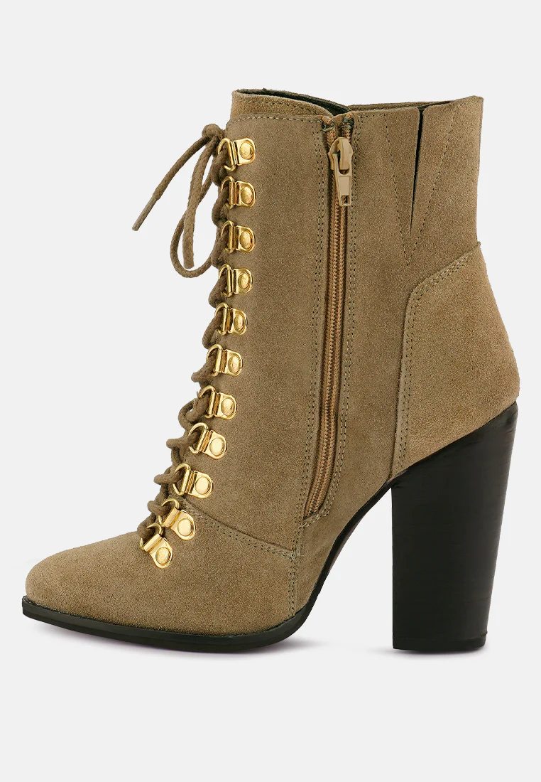 GOOSE-FEATHER Antique Beige High Heeled Ankle Boot - Image 4