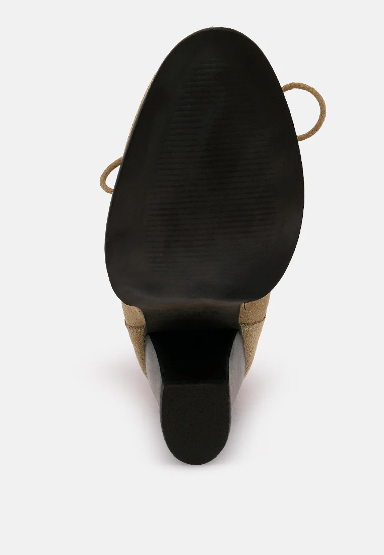 GOOSE-FEATHER Antique Beige High Heeled Ankle Boot - Image 5