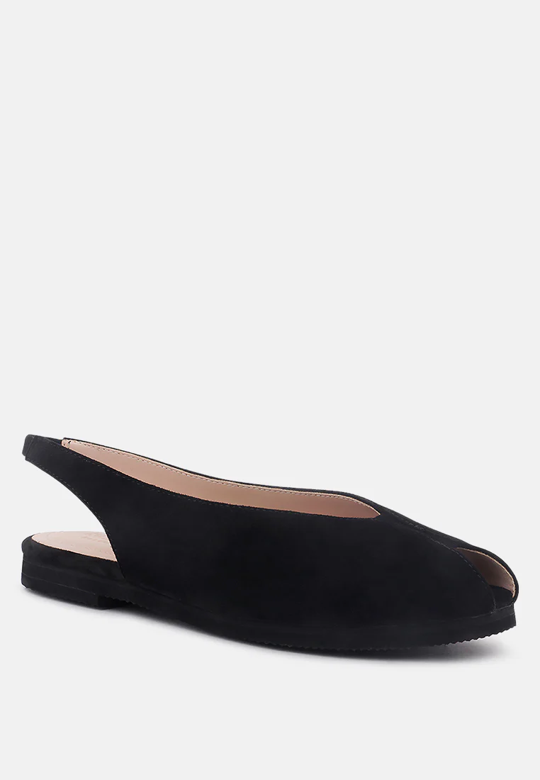 GRETCHEN Black Slingback Flat Sandals - Image 3