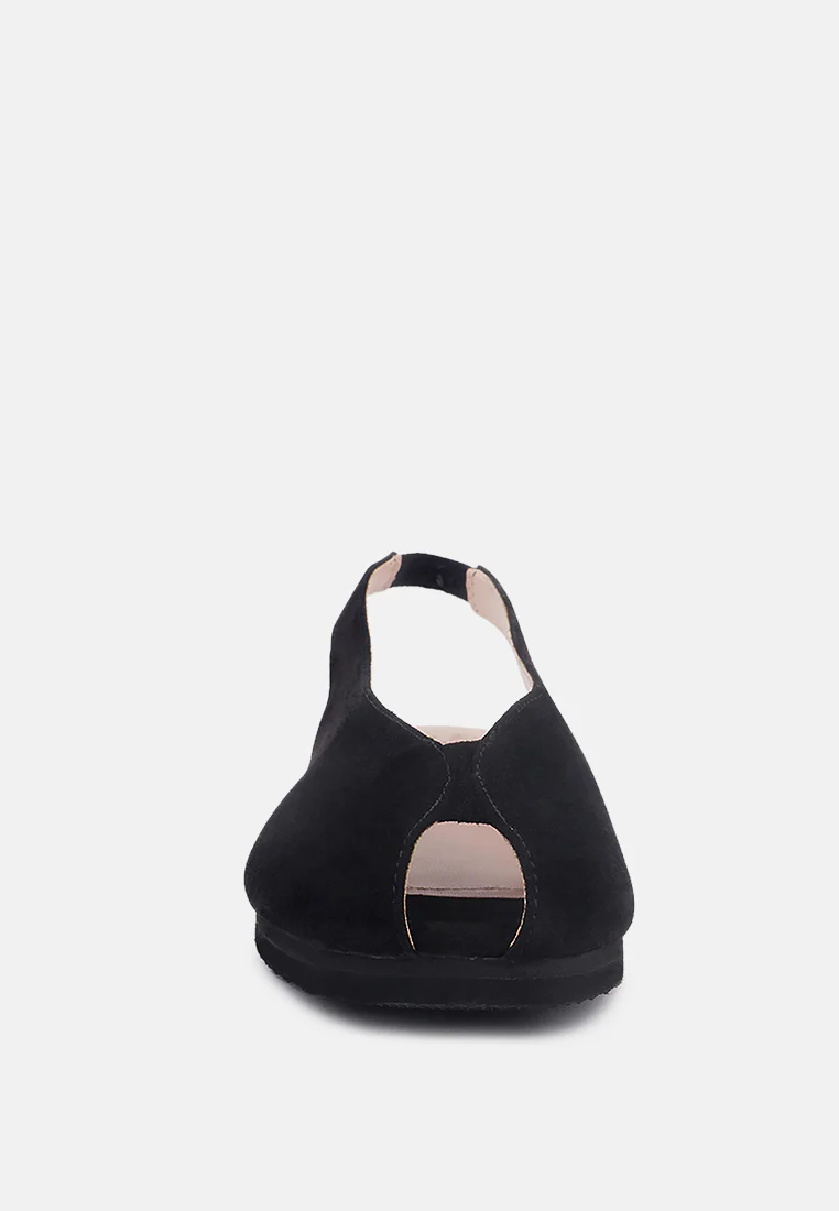 GRETCHEN Black Slingback Flat Sandals - Image 4
