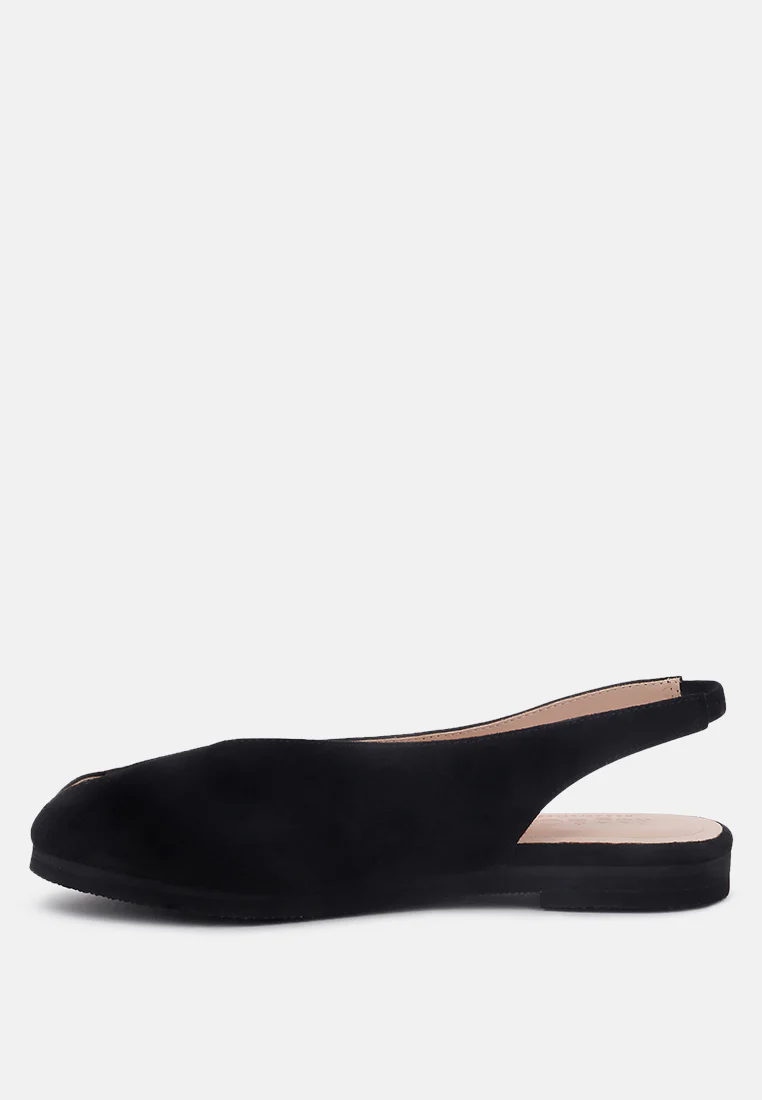 GRETCHEN Black Slingback Flat Sandals - Image 5