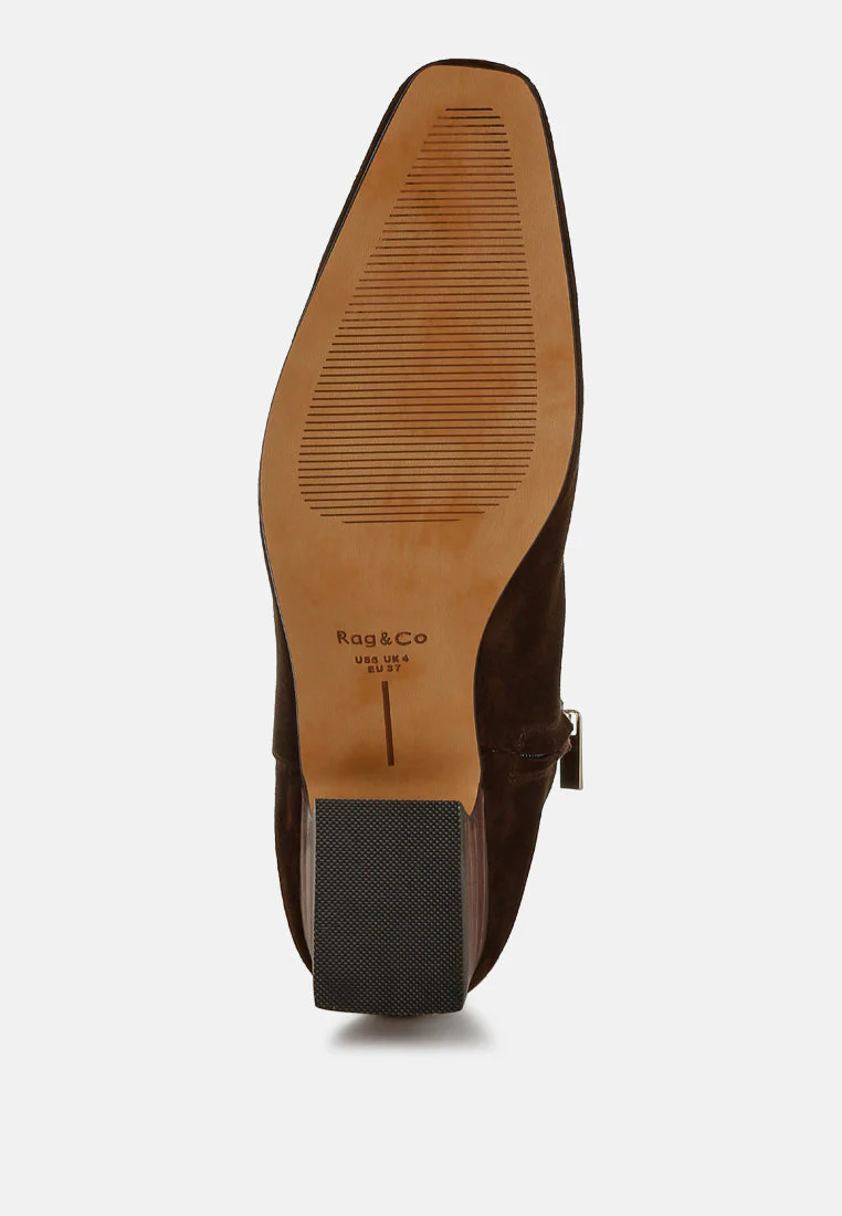 Hakra Flared Heel Suede Boots - Image 5