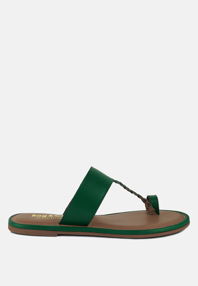 HARRIS Green Toe Ring Braided Slip Ons - Image 2