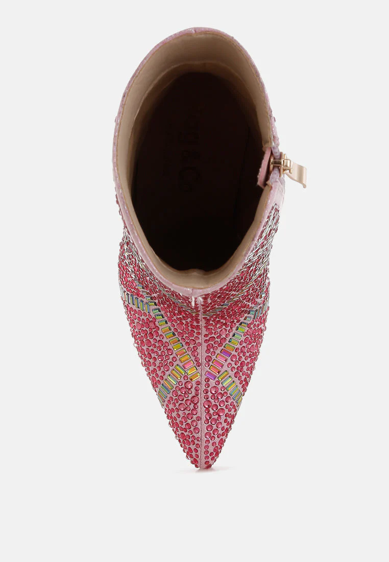 High Roller Rhinestones Embellished Stiletto Boots - Image 4