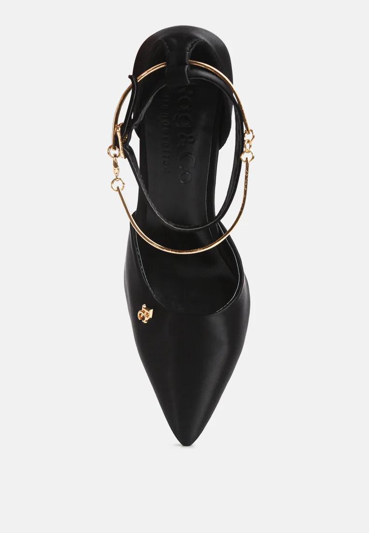 HOBNOB Anklet Embellishment Stiletto Sandals In Black - Image 6