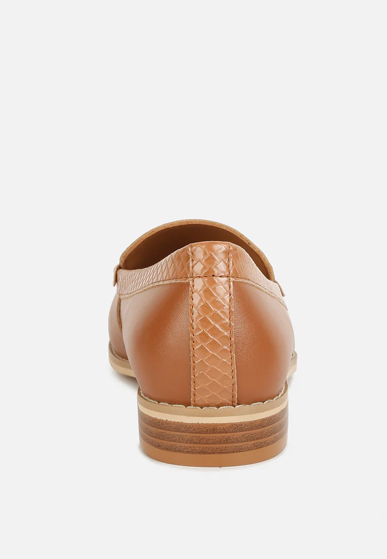 HOLDA Horsebit Embellished Loafers With Stitch Detail in Tan - Image 5