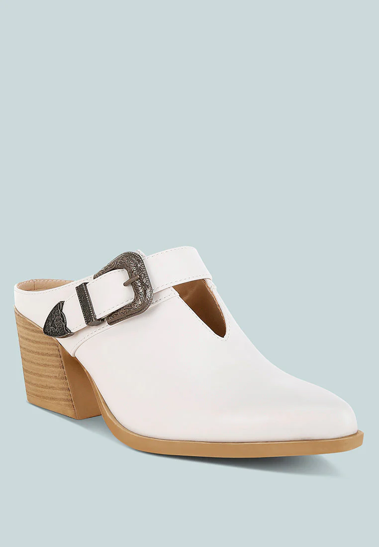 Holler Carved Buckle Statement Mules - Image 3