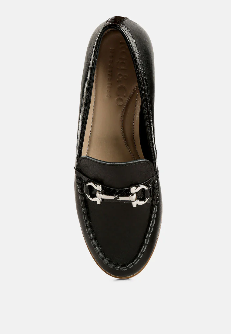 HOLDA Horsebit Embellished Loafers With Stitch Detail in Black - Image 6