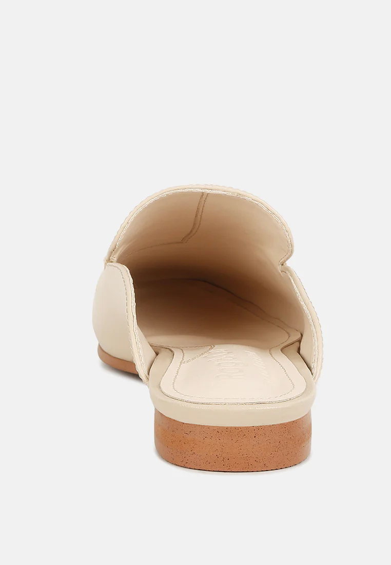 KRISTY Horsebit Embellished Mules in Beige - Image 5