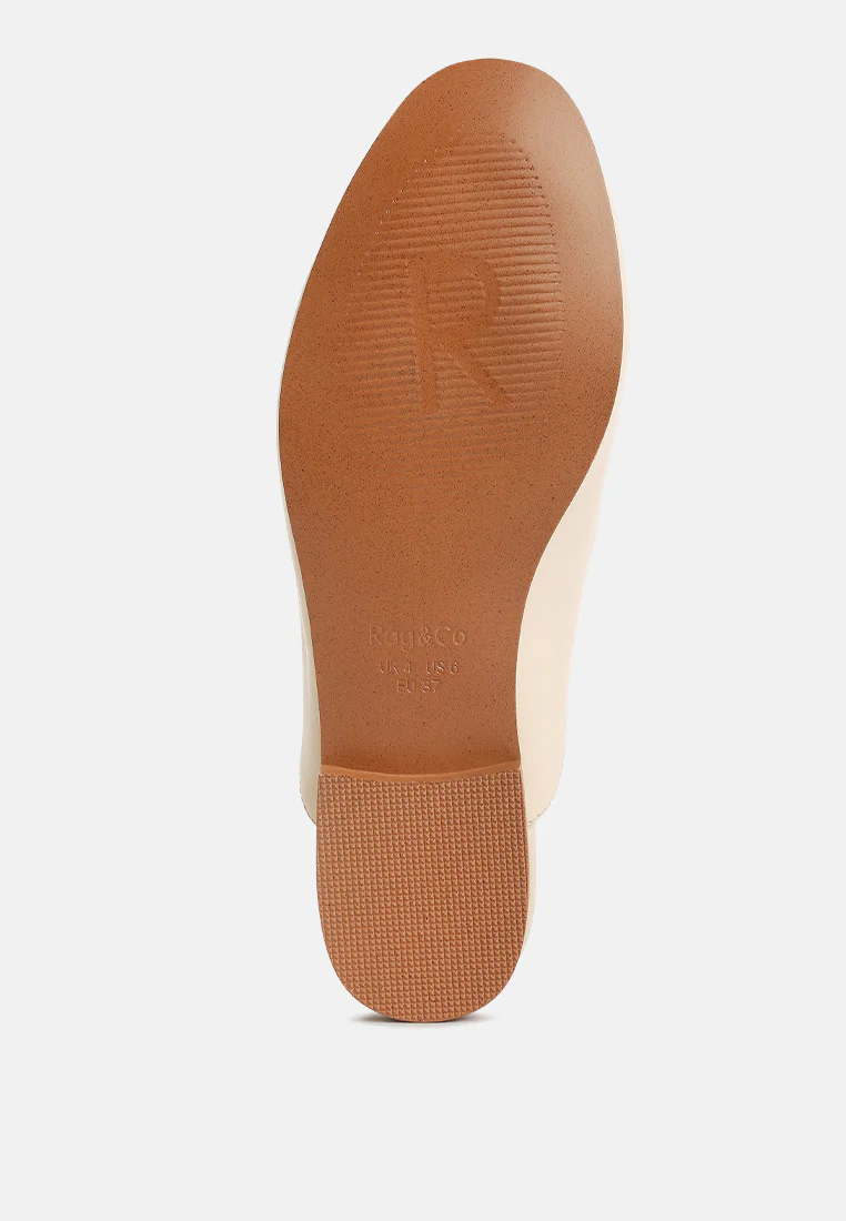KRISTY Horsebit Embellished Mules in Beige - Image 7