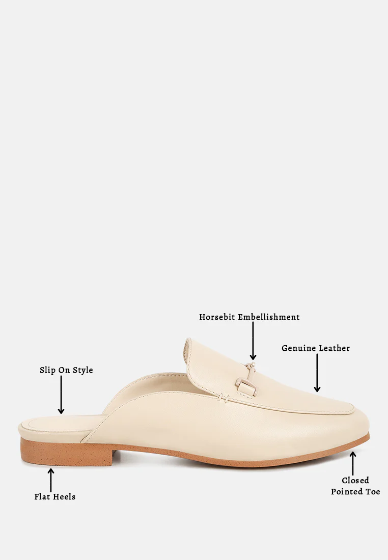 KRISTY Horsebit Embellished Mules in Beige - Image 8