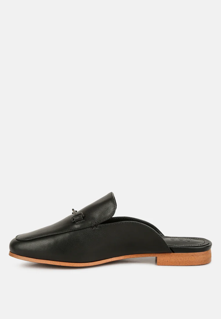 KRISTY Horsebit Embellished Mules in Black - Image 4